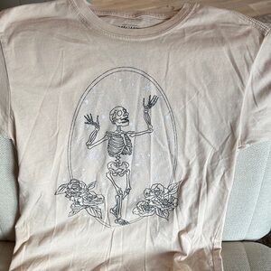 Skeleton Floral Short Sleeve Cotton Tee